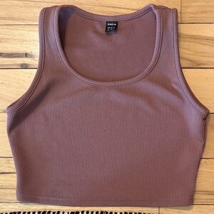 SHEIN Dusty Mauve Ribbed Crop Tank